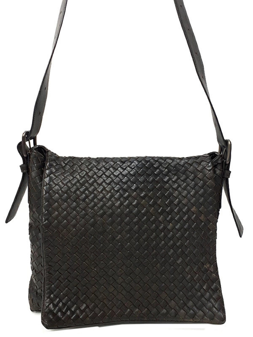 Bottega Veneta Intrecciato Nappa Messenger Bag black woven leather